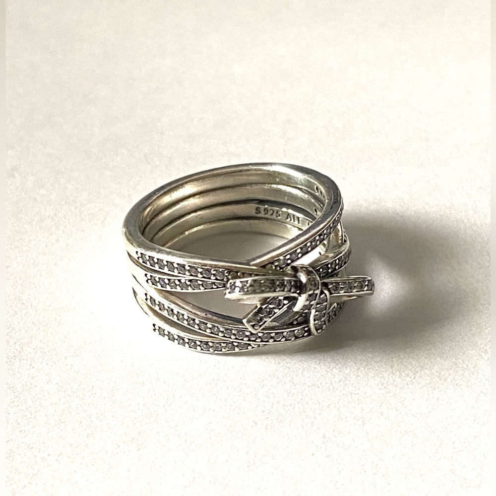Pandora Sterling Silver 925 Delicate Sentimental Ring Bow Size 7